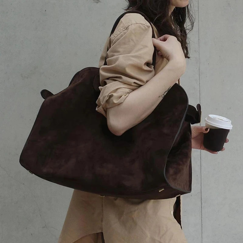Amblot Structured suede tote handbag