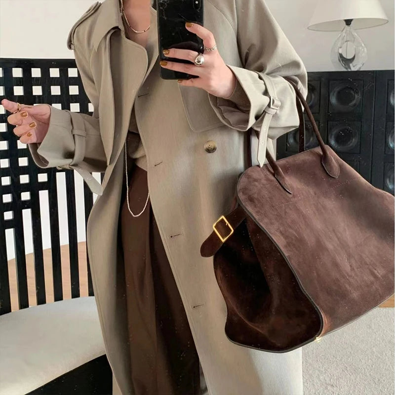 Amblot Structured suede tote handbag