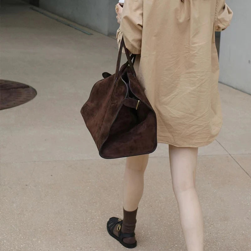 Amblot Structured suede tote handbag