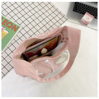 Amblot Stylish corduroy tote bag with drawstring detail