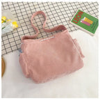 Amblot Stylish corduroy tote bag with drawstring detail