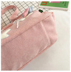 Amblot Stylish corduroy tote bag with drawstring detail