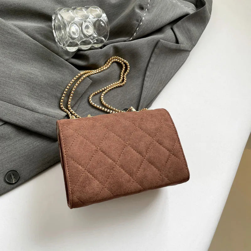 Amblot Suede crossbody purse with chain strap