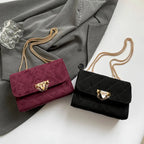 Amblot Suede crossbody purse with chain strap