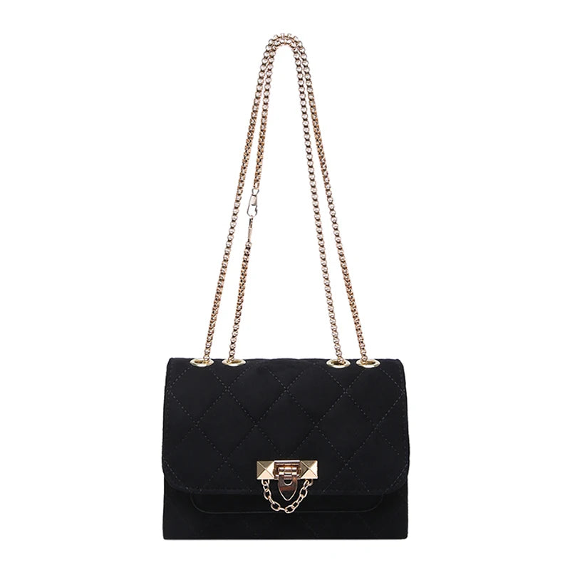 Amblot Suede crossbody purse with chain strap