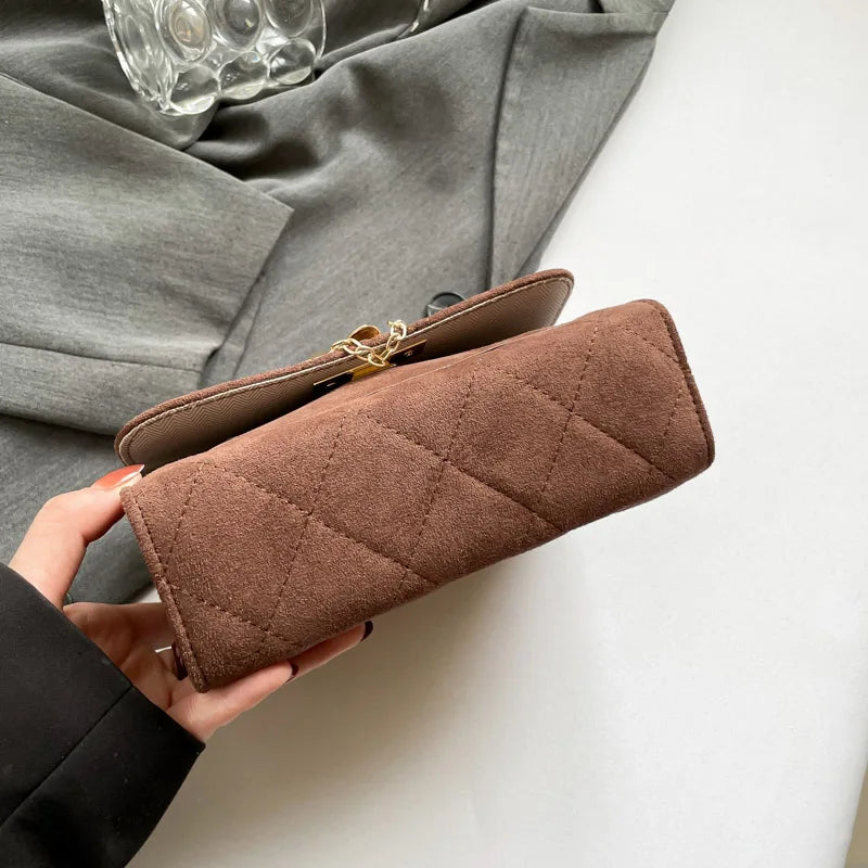 Amblot Suede crossbody purse with chain strap