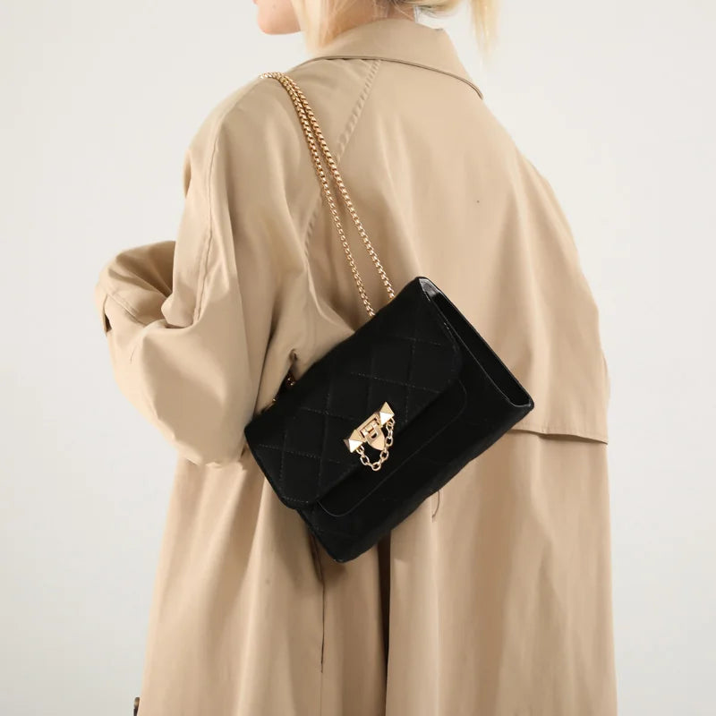 Amblot Suede crossbody purse with chain strap