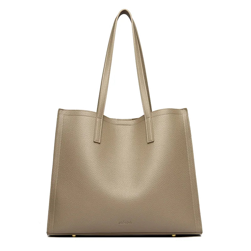 Amblot Taupe Casual leather tote bag for women