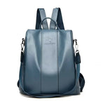 Amblot Teal blue Soft leather backpack for women