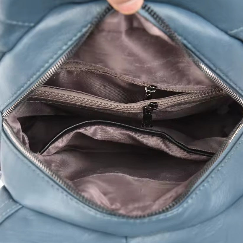 Amblot Teal convertible leather backpack purse for women