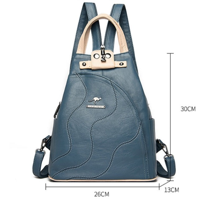 Amblot Teal convertible leather backpack purse for women