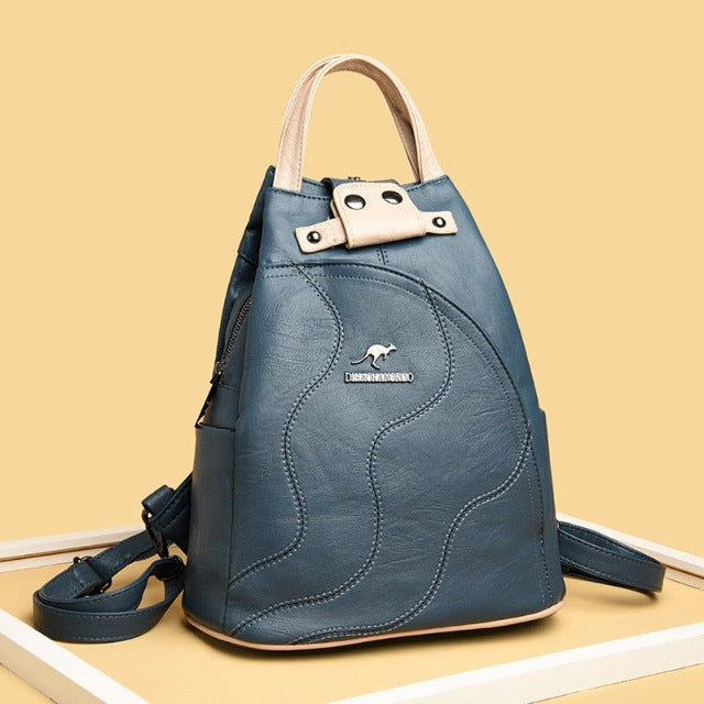 Sac bandoulière en cuir pour femme bleu gris