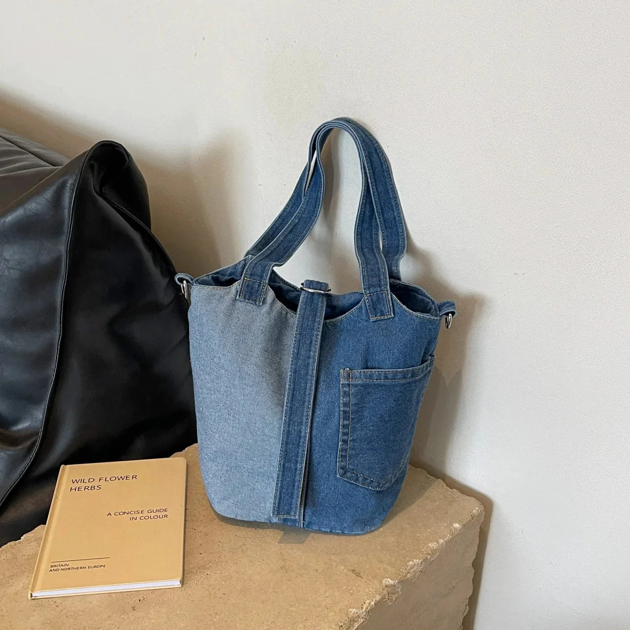 Amblot Two-toned denim tote bag