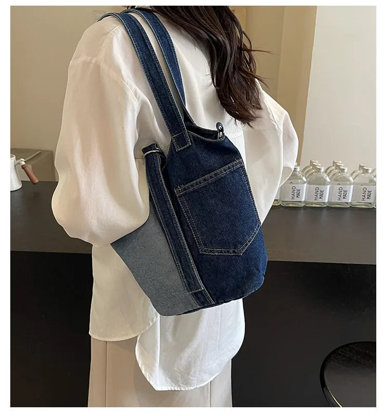 Amblot Two-toned denim tote bag