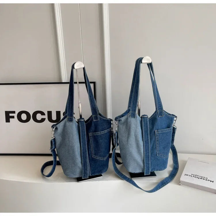 Amblot Two-toned denim tote bag