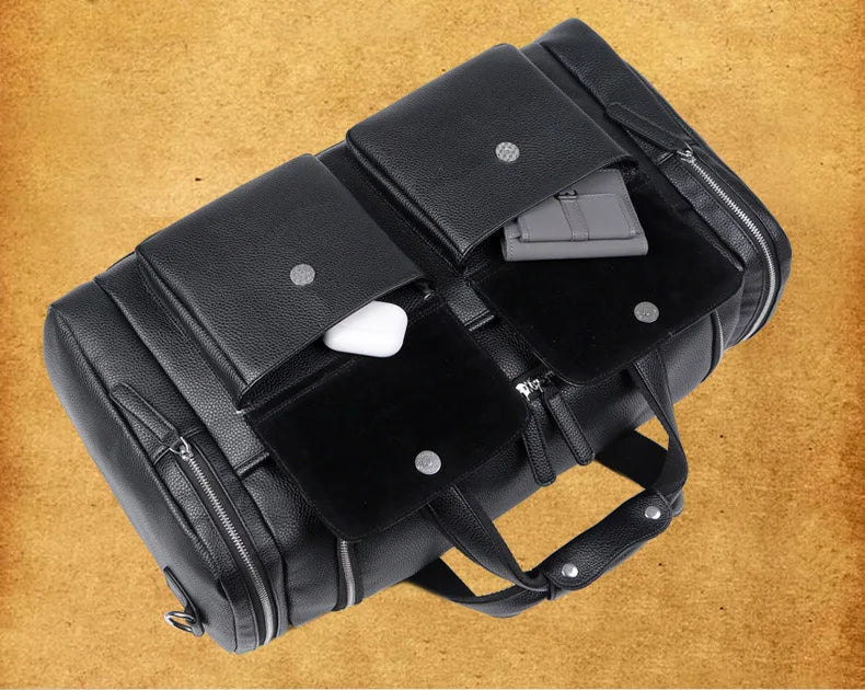 Amblot Urban leather holdall with top handles