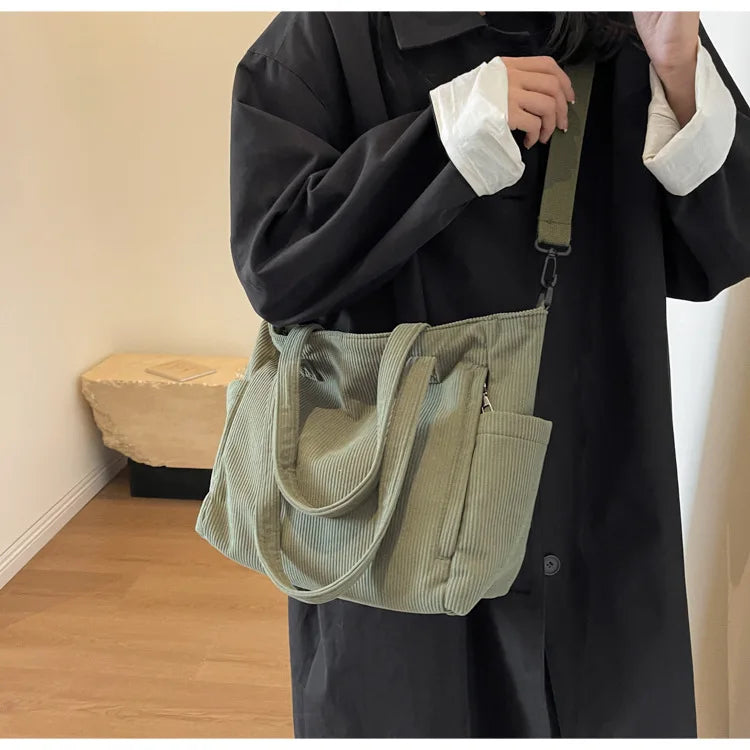 Amblot Versatile corduroy tote bag for women