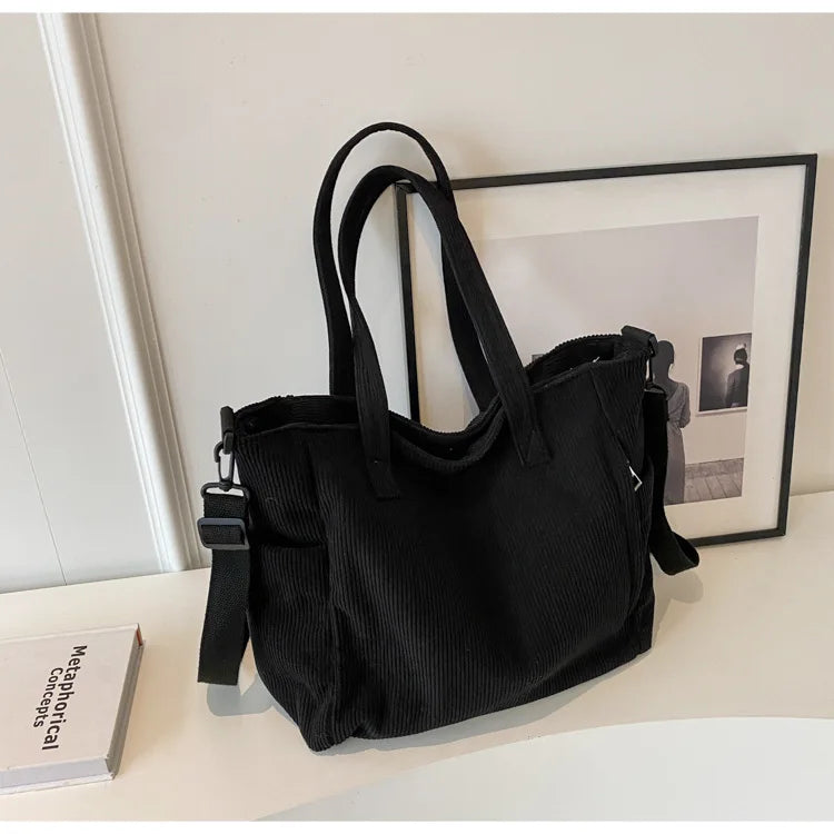 Amblot Versatile corduroy tote bag for women