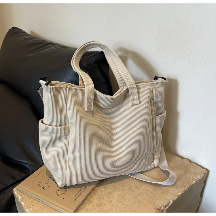 Amblot Versatile corduroy tote bag for women