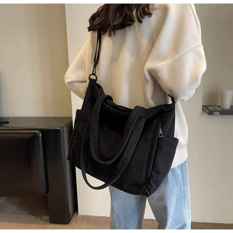 Amblot Versatile corduroy tote bag for women