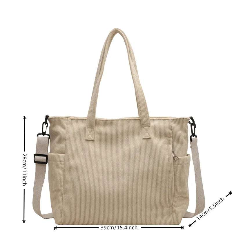 Amblot Versatile corduroy tote bag for women