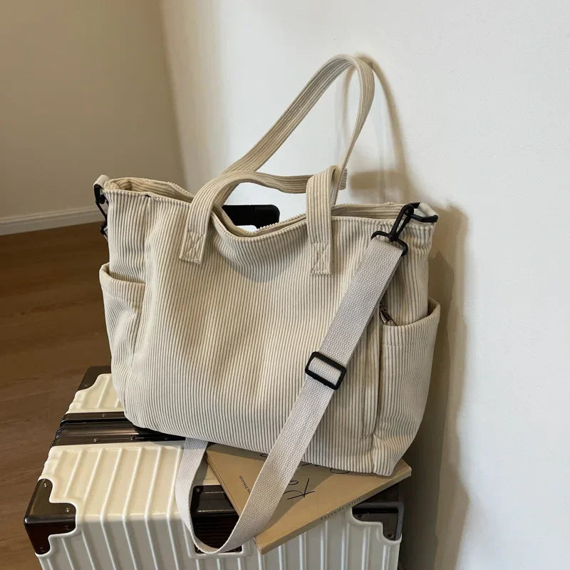 Amblot Versatile corduroy tote bag for women