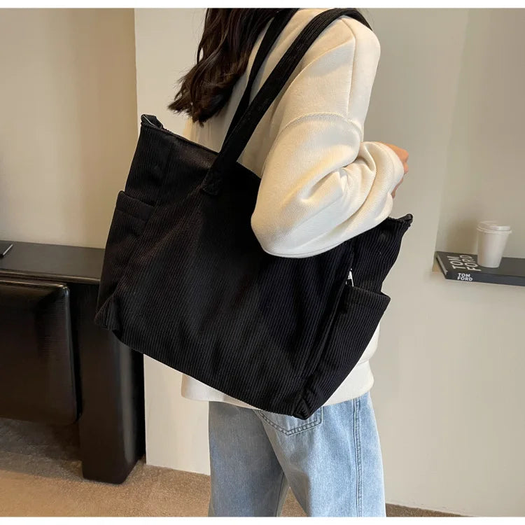 Amblot Versatile corduroy tote bag for women