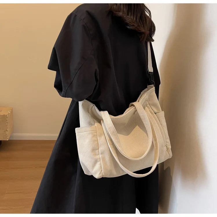Amblot Versatile corduroy tote bag for women