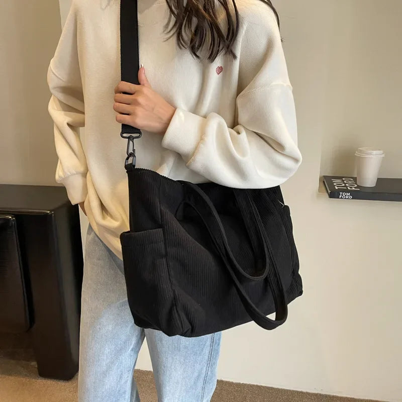 Amblot Versatile corduroy tote bag for women