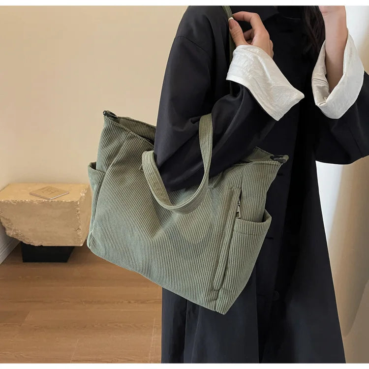 Amblot Versatile corduroy tote bag for women