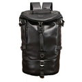 Amblot Vintage black leather travel backpack for men
