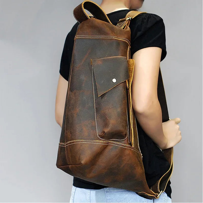 Amblot Vintage Brown Full leather rucksack backpack