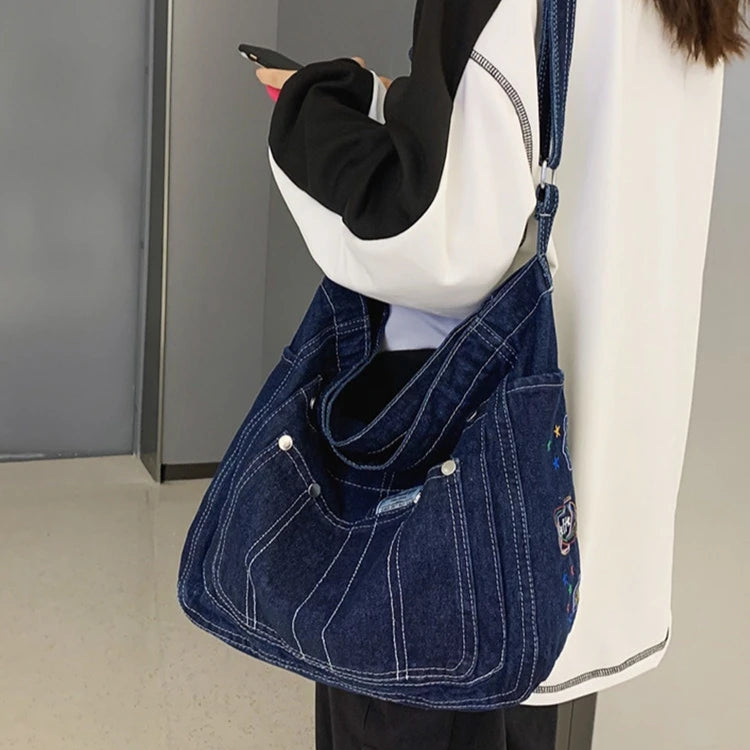 Amblot Vintage denim tote bag with zipper