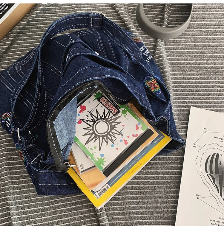 Amblot Vintage denim tote bag with zipper