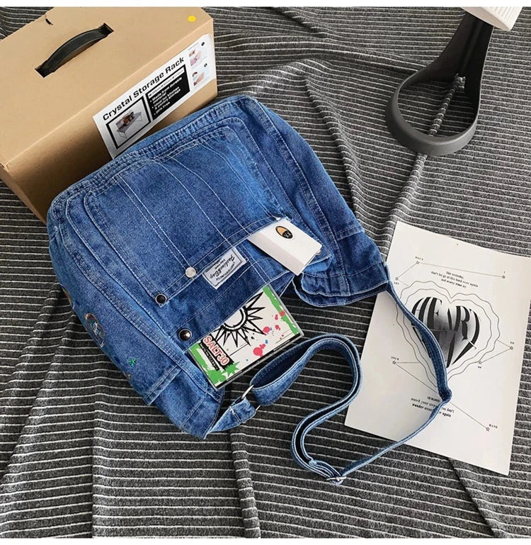 Amblot Vintage denim tote bag with zipper