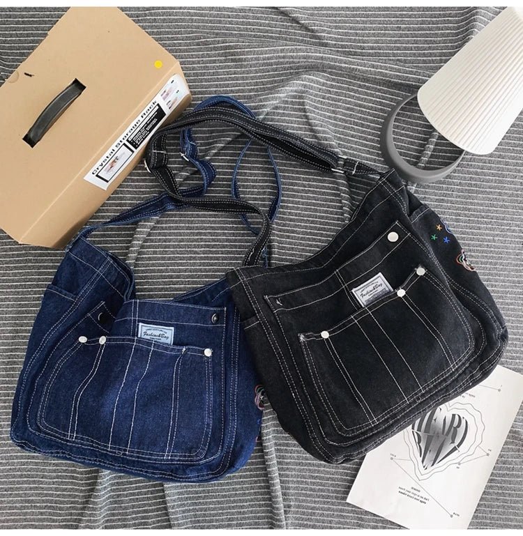 Amblot Vintage denim tote bag with zipper