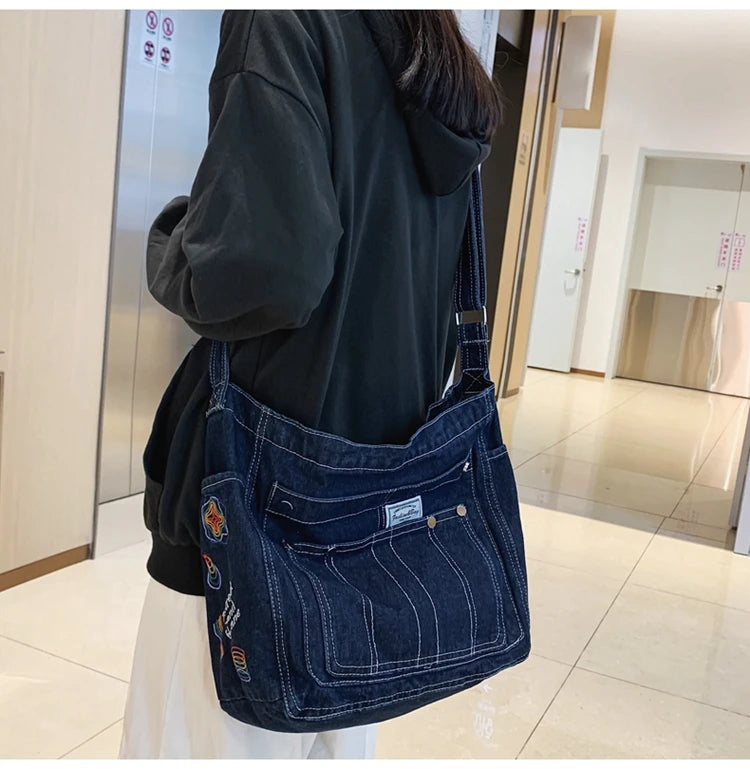 Amblot Vintage denim tote bag with zipper