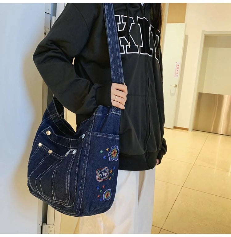 Amblot Vintage denim tote bag with zipper