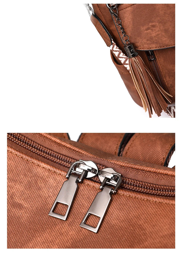 Amblot Vintage leather school knapsack