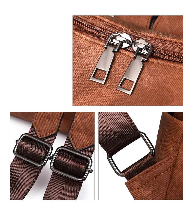 Amblot Vintage leather school knapsack
