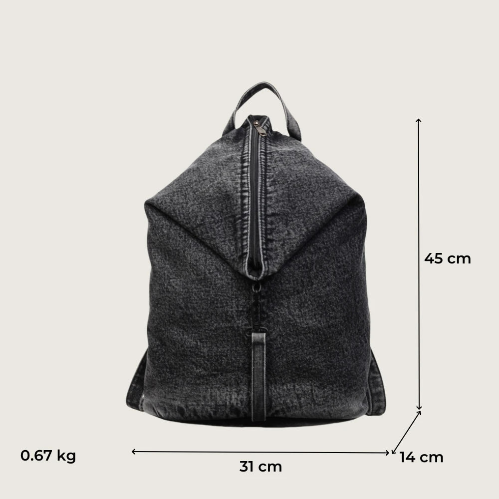 Amblot Washed denim backpack with adjustable straps