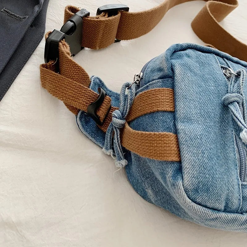 Amblot Washed denim crossbody bag