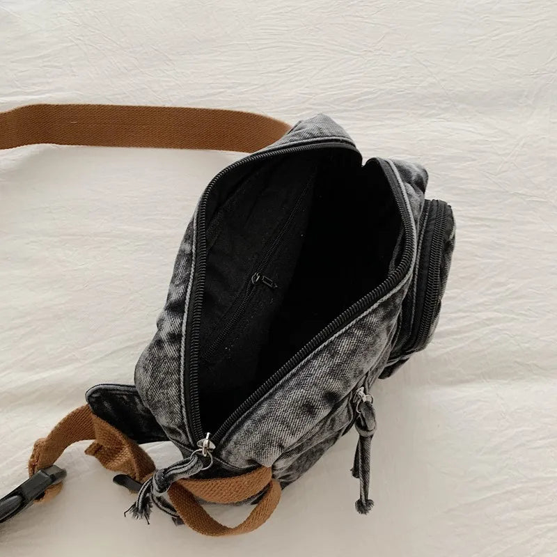 Amblot Washed denim crossbody bag
