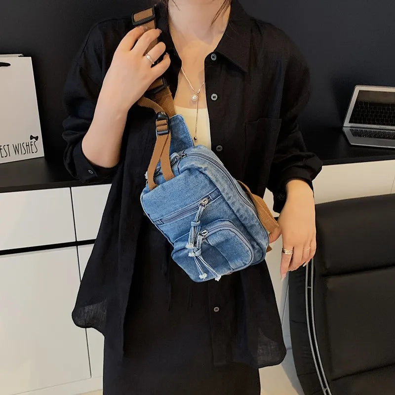 Amblot Washed denim crossbody bag