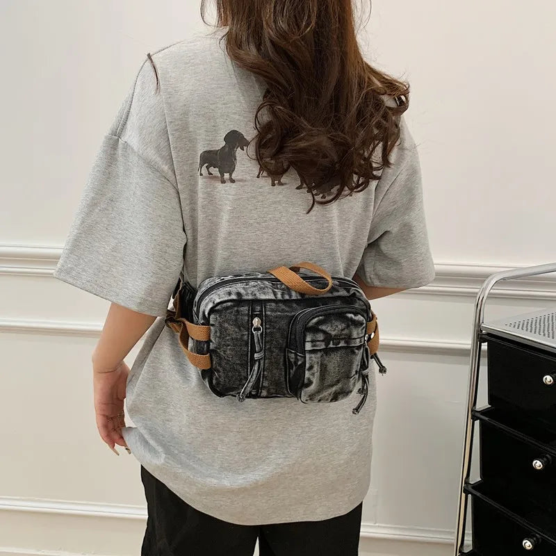 Amblot Washed denim crossbody bag