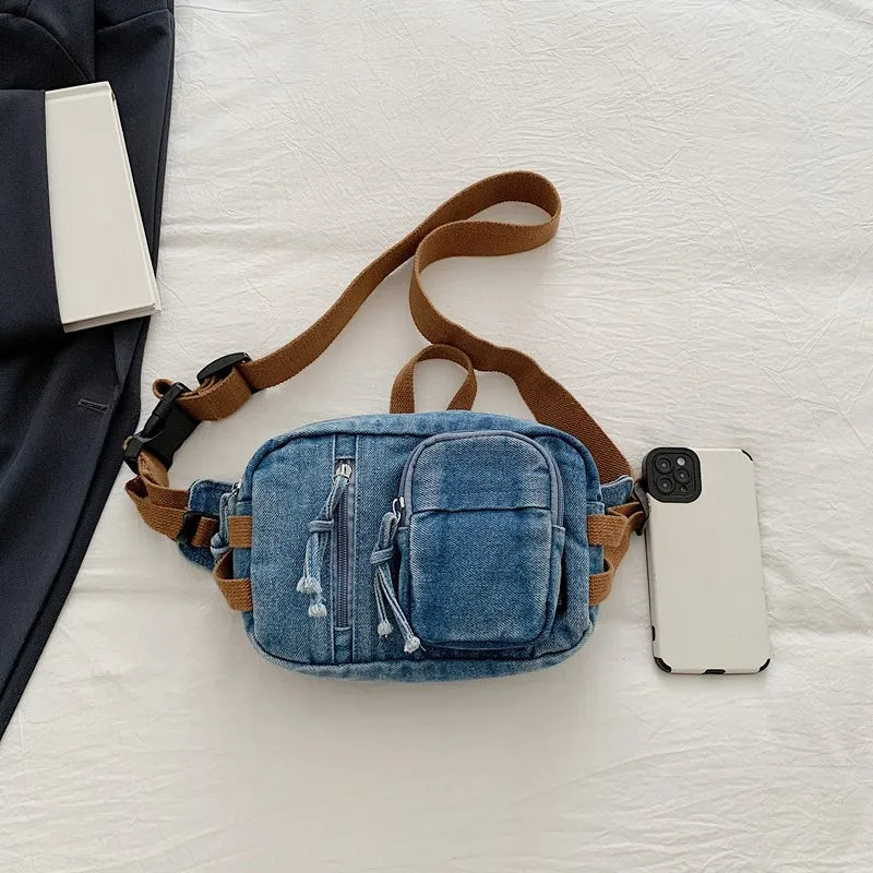 Amblot Washed denim crossbody bag