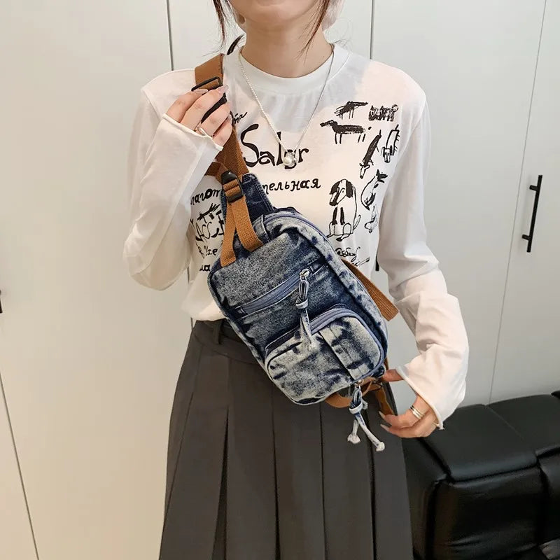 Amblot Washed denim crossbody bag