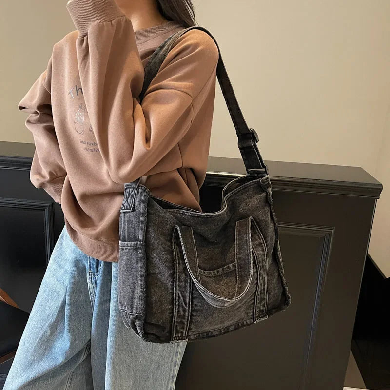 Amblot Washed denim tote bag
