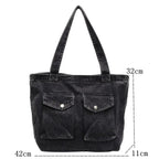 Amblot Washed vintage denim tote bag