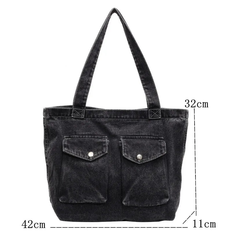 Amblot Washed vintage denim tote bag